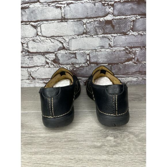 Clarks Unstructured Black Leather Casual Button Loafers Women Sz 10M US/41.5EU - Picture 5 of 16